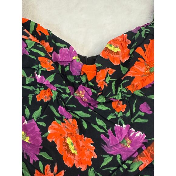 NWT Zara Ruche Mini Dress L Bodycon Floral Festival Party Club - Picture 4 of 9